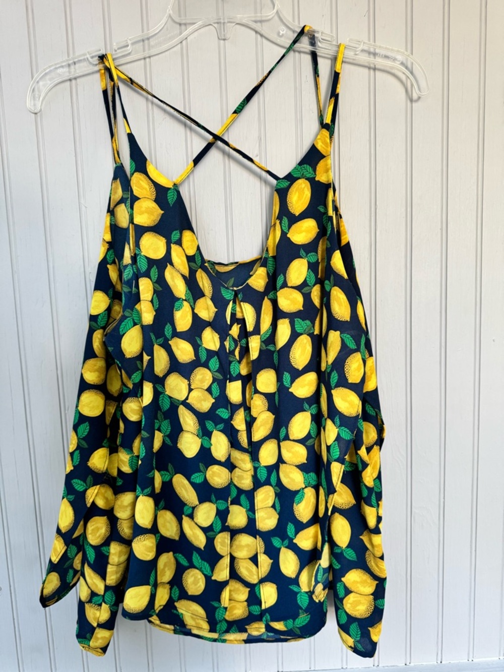 The Limited Navy Lemon Print Crisscross Camisole - Picture 4 of 5